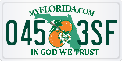 FL license plate 0453SF