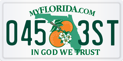 FL license plate 0453ST