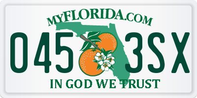 FL license plate 0453SX