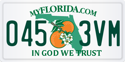FL license plate 0453VM