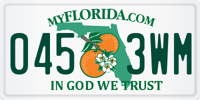 FL license plate 0453WM