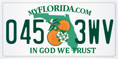 FL license plate 0453WV