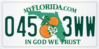FL license plate 0453WW