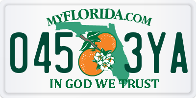 FL license plate 0453YA