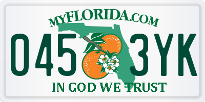 FL license plate 0453YK