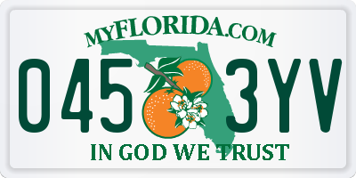 FL license plate 0453YV