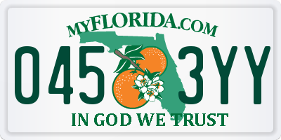 FL license plate 0453YY