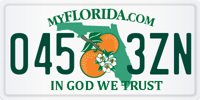 FL license plate 0453ZN