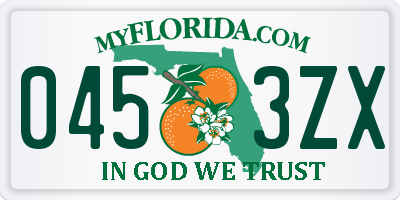FL license plate 0453ZX