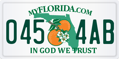 FL license plate 0454AB
