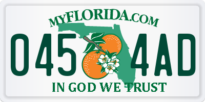 FL license plate 0454AD