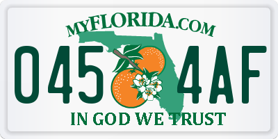 FL license plate 0454AF