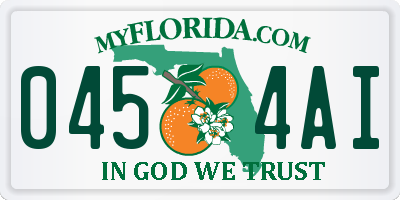 FL license plate 0454AI