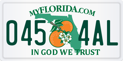 FL license plate 0454AL