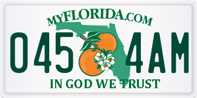 FL license plate 0454AM