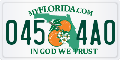 FL license plate 0454AO
