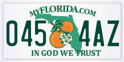 FL license plate 0454AZ