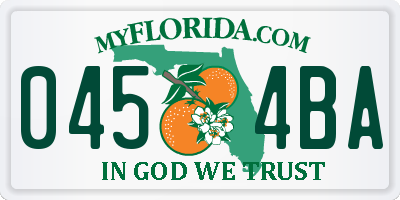 FL license plate 0454BA