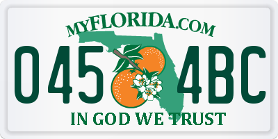 FL license plate 0454BC