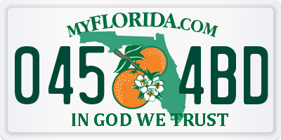 FL license plate 0454BD