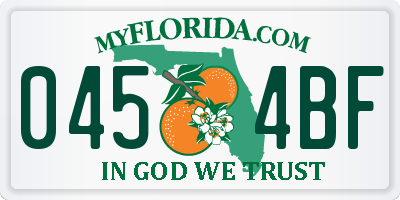 FL license plate 0454BF