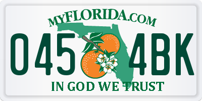 FL license plate 0454BK