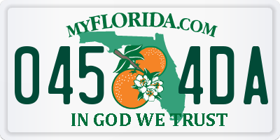 FL license plate 0454DA