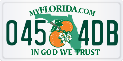 FL license plate 0454DB