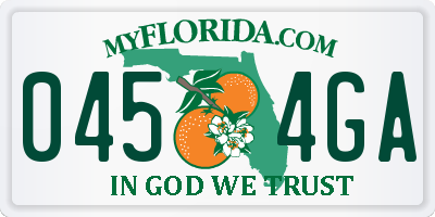 FL license plate 0454GA