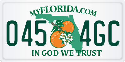 FL license plate 0454GC