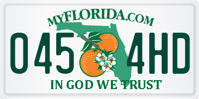 FL license plate 0454HD