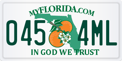 FL license plate 0454ML