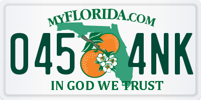 FL license plate 0454NK