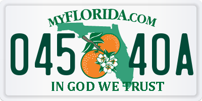 FL license plate 0454OA