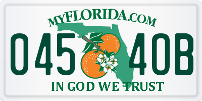 FL license plate 0454OB