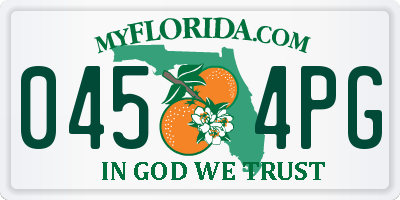 FL license plate 0454PG