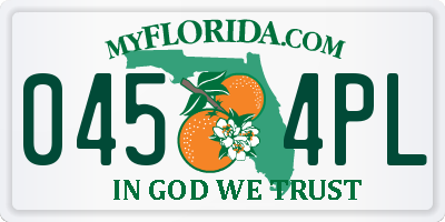 FL license plate 0454PL
