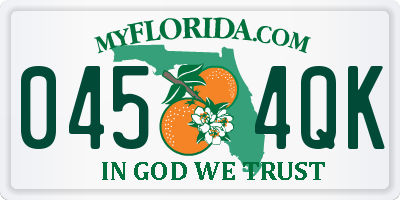 FL license plate 0454QK