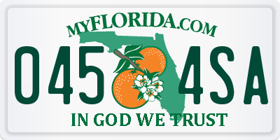 FL license plate 0454SA