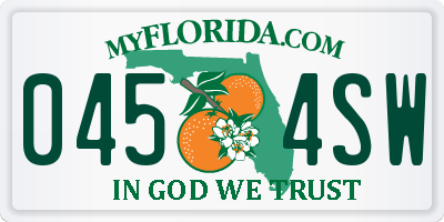 FL license plate 0454SW