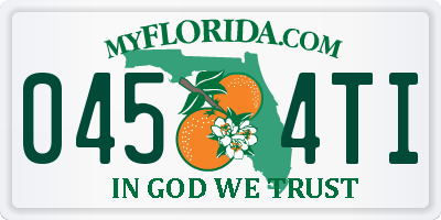 FL license plate 0454TI