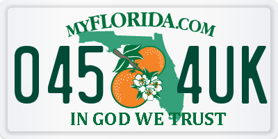 FL license plate 0454UK