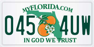 FL license plate 0454UW