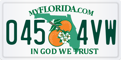 FL license plate 0454VW