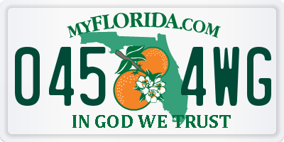 FL license plate 0454WG