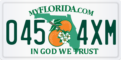FL license plate 0454XM