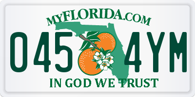 FL license plate 0454YM