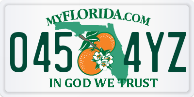 FL license plate 0454YZ