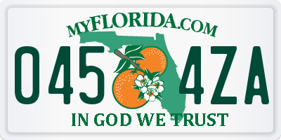 FL license plate 0454ZA