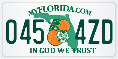 FL license plate 0454ZD